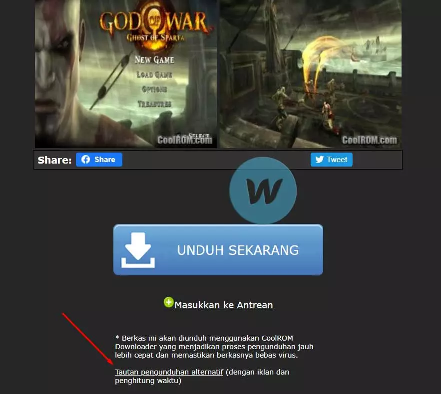 cara mendownload game PPSSPP iso di coolrom