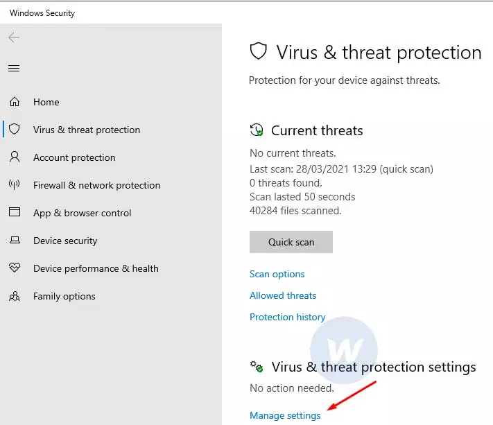 cara setting virus & threat protection