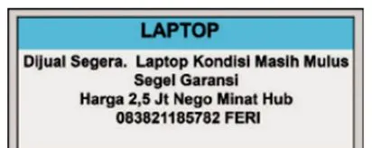 iklan mini penjualan laptop di koran